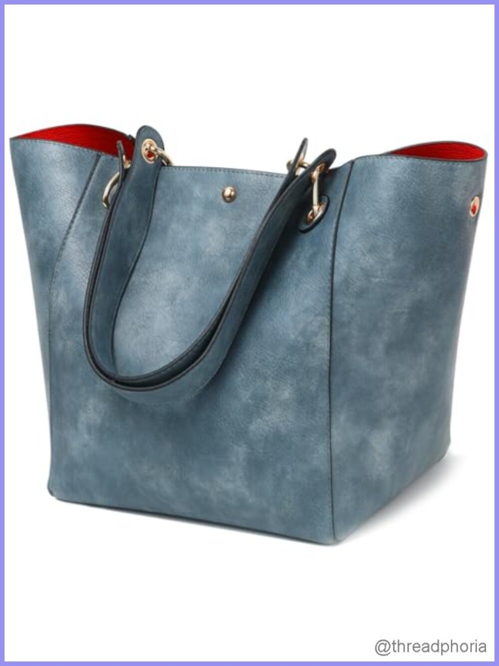 Large Work Tote Bag for Women Vegan Leather Bucket Purse Shoulder Bag